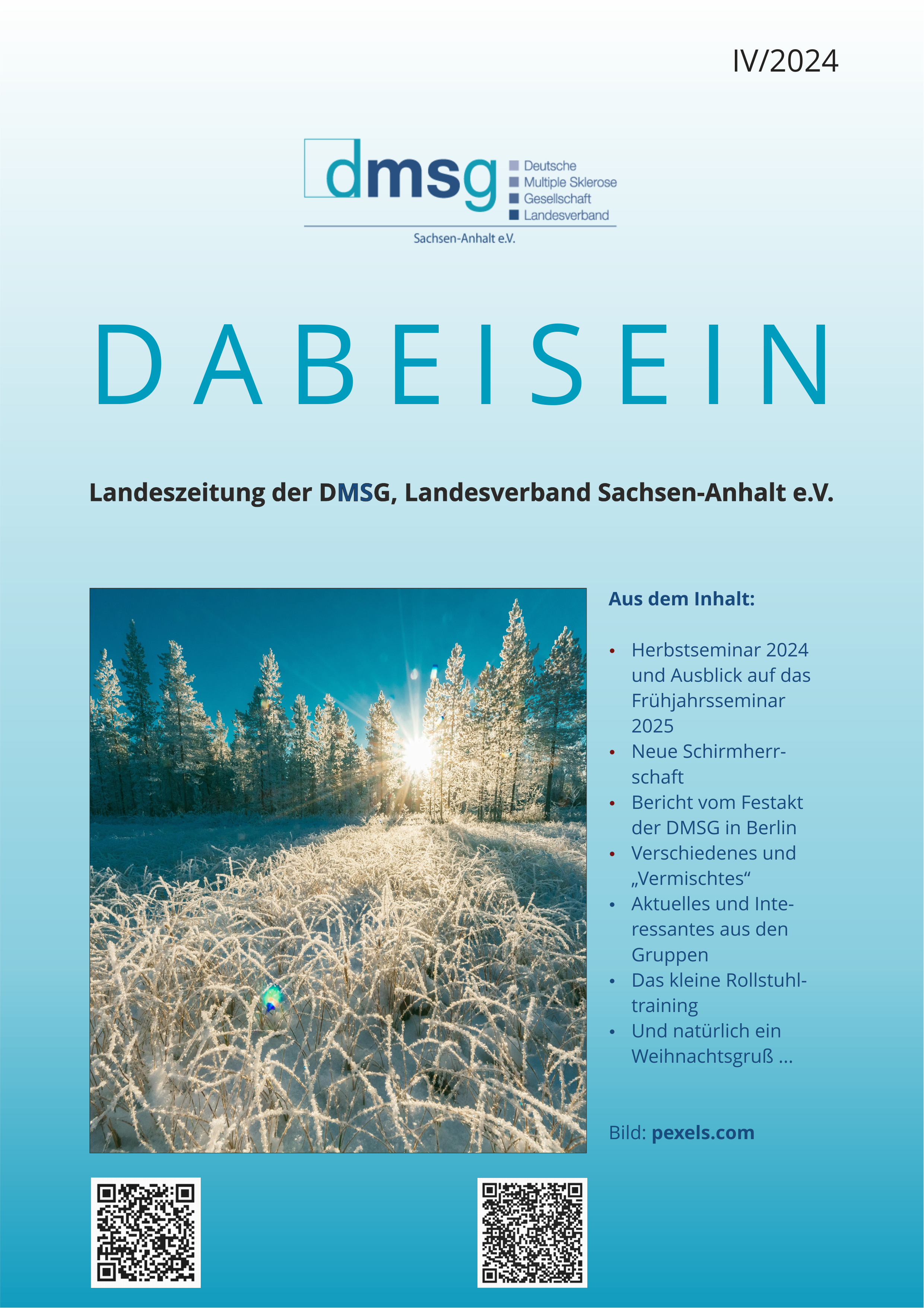 DABEISEIN IV/2024 - Titelblatt|DMSG, Landesverband Sachsen-Anhalt e.V., Redaktion DABEISEIN