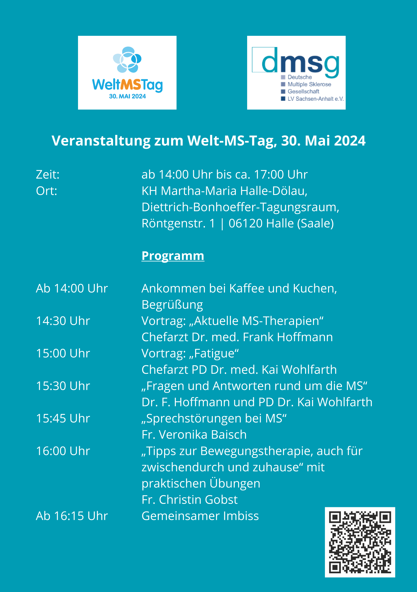 Programm der Veranstaltung Im KH Martha-Maria Halle|Bild: DMSG, Landesverband Sachsen-Anhalt e.V.